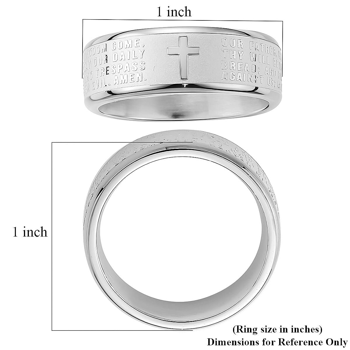 Line of Faith Cross Men's Ring in Stainless Steel (Size 9.0) image number 5