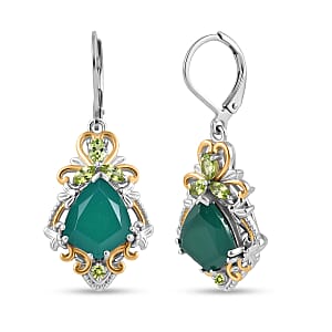 EverTrue Verde Onyx and Hebei Peridot 8.00 ctw Earrings in 18K YG Plated and Platinum Bond