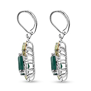 EverTrue Verde Onyx and Hebei Peridot 8.00 ctw Earrings in 18K YG Plated and Platinum Bond