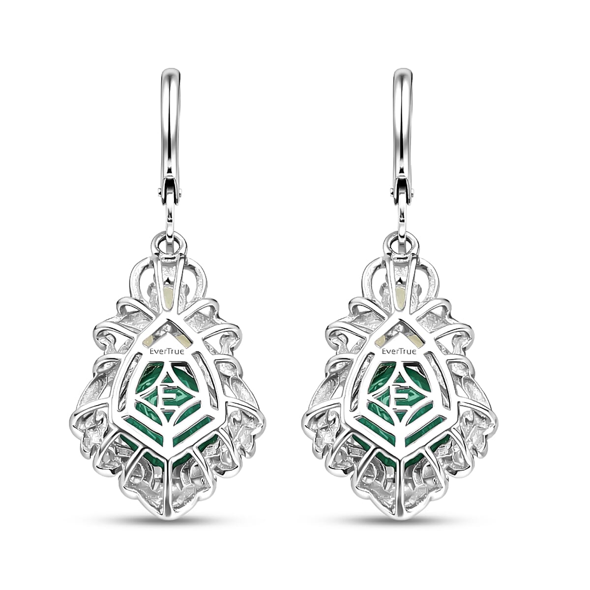 EverTrue Verde Onyx and Hebei Peridot 8.00 ctw Leaf Vine Earrings in 18K Yellow Gold Plated and Platinum Bond