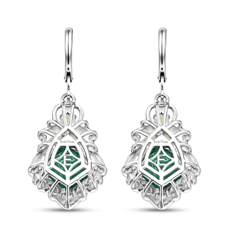 EverTrue Verde Onyx and Hebei Peridot 8.00 ctw Leaf Vine Earrings in 18K Yellow Gold Plated and Platinum Bond