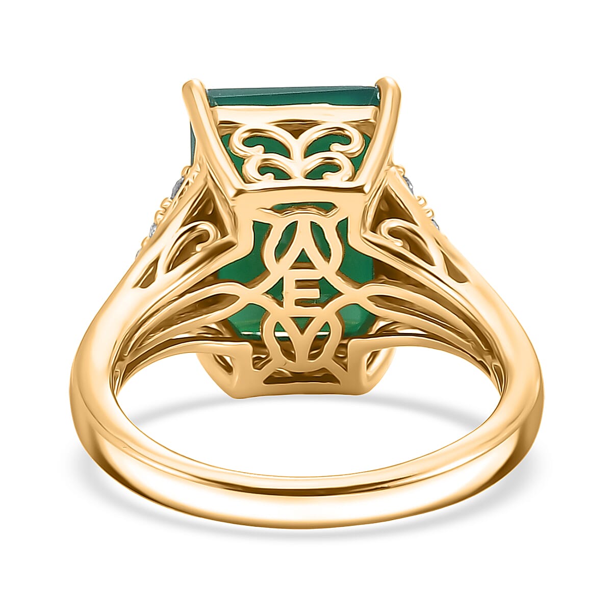 EverTrue Verde Onyx and White Zircon 7.50 ctw Ring in 18K Yellow Gold Plated (Size 10.0) image number 4