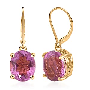 EverTrue African Lilac Quartz (Triplet) 8.25 ctw Solitaire Lever Back Earrings in 18K Yellow Gold Plated