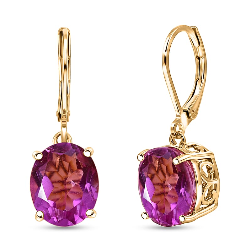 EverTrue African Lilac Quartz (Triplet) 8.25 ctw Tulip Blush Earrings in 18K Yellow Gold Plated