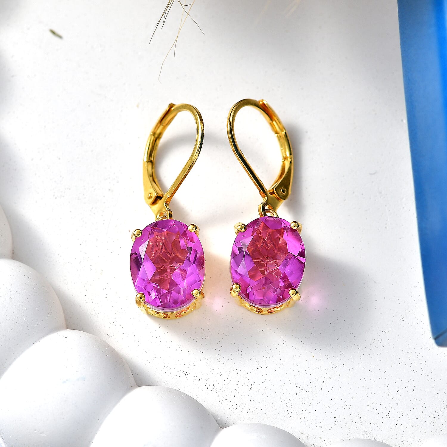 EverTrue African Lilac Quartz (Triplet) 8.25 ctw Tulip Blush Earrings in 18K Yellow Gold Plated