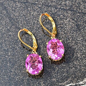 EverTrue African Lilac Quartz (Triplet) 8.25 ctw Solitaire Lever Back Earrings in 18K Yellow Gold Plated