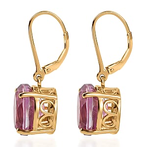 EverTrue African Lilac Quartz (Triplet) 8.25 ctw Solitaire Lever Back Earrings in 18K Yellow Gold Plated