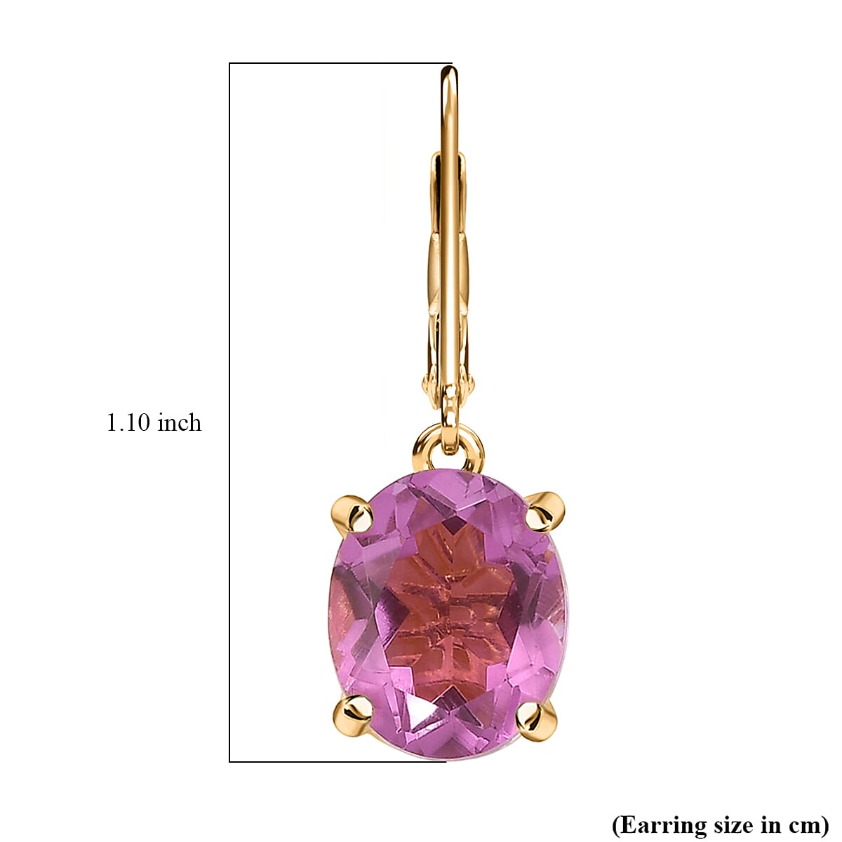 EverTrue African Lilac Quartz (Triplet) 8.25 ctw Solitaire Lever Back Earrings in 18K Yellow Gold Plated image number 5