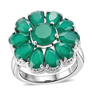 EverTrue Verde Onyx 5.80 ctw Floral Ring in Platinum Bond (Size 10.0)