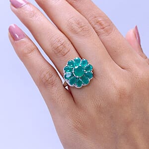 EverTrue Verde Onyx 5.80 ctw Floral Ring in Platinum Bond (Size 10.0)