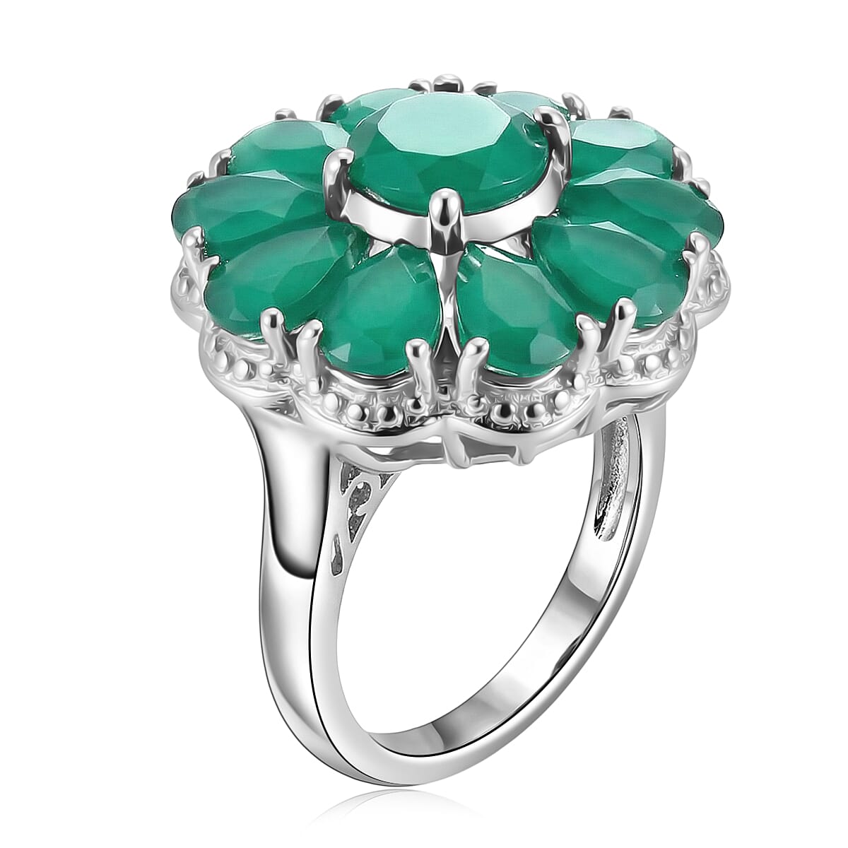 EverTrue Verde Onyx 5.80 ctw Floral Ring in Platinum Bond (Size 10.0) image number 3