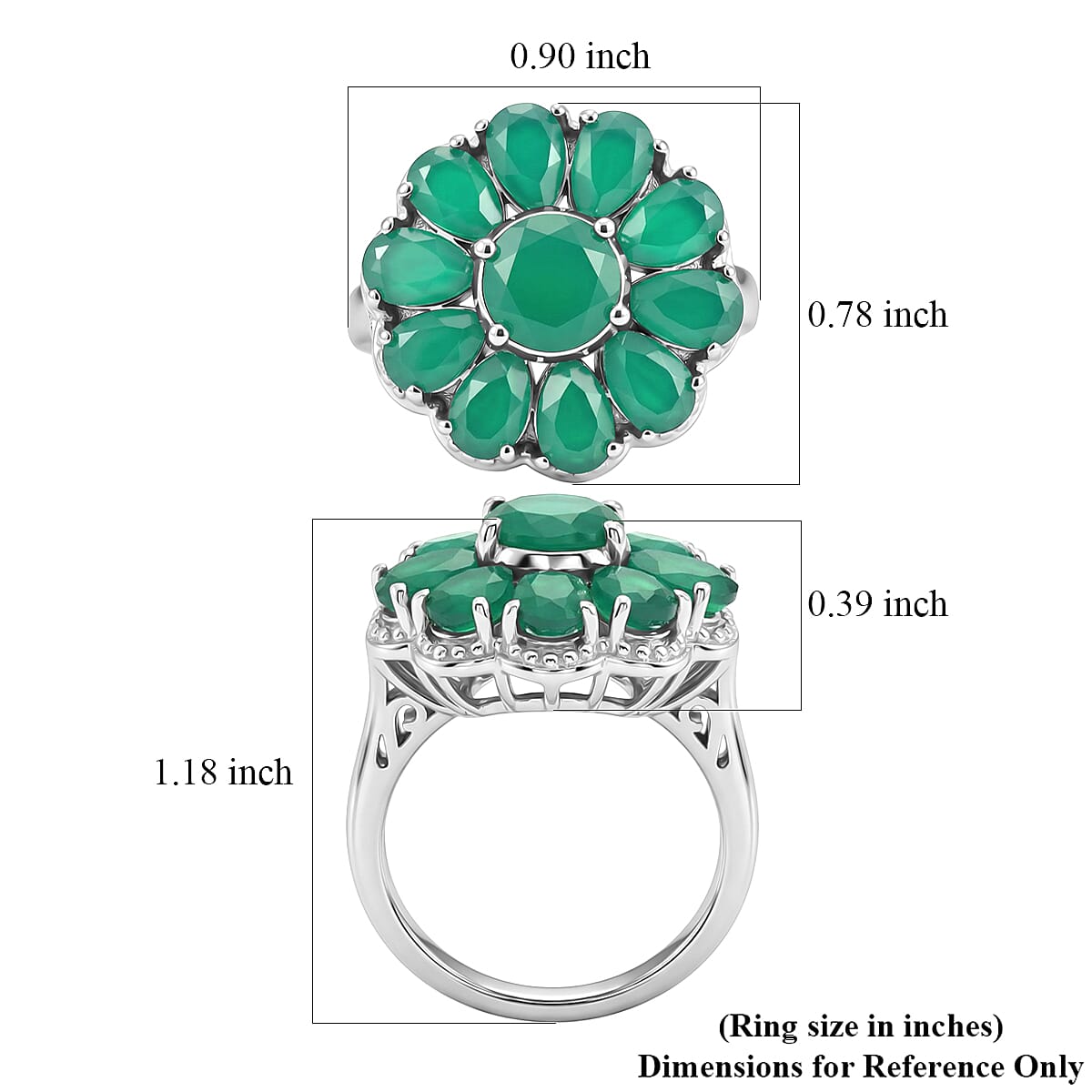 EverTrue Verde Onyx 5.80 ctw Floral Ring in Platinum Bond (Size 10.0) image number 5