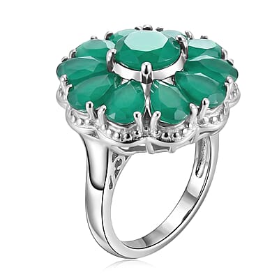 EverTrue Verde Onyx 5.80 ctw Bloom Floral Ring in Platinum Bond (Size 11.0)