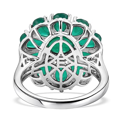 EverTrue Verde Onyx 5.80 ctw Bloom Floral Ring in Platinum Bond (Size 9.0)
