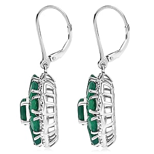EverTrue Verde Onyx 11.60 ctw Floral Earrings in Platinum Bond
