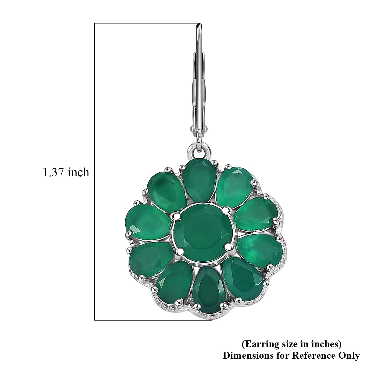 EverTrue Verde Onyx 11.60 ctw Floral Earrings in Platinum Bond image number 5