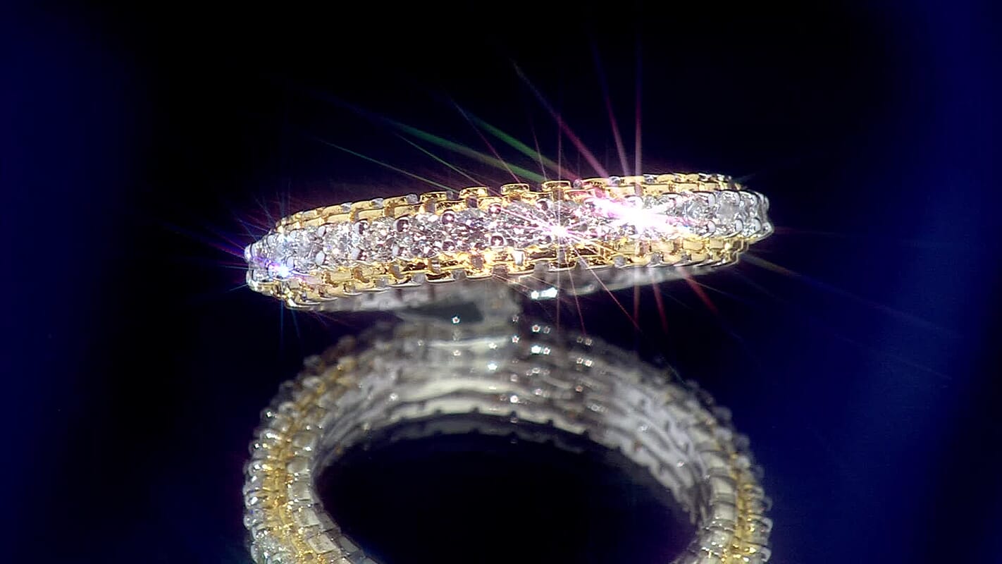 Luxuriant Lab Grown Diamond G-H SI 1.00 ctw Ring in 18K Vermeil YG and Rhodium Over Sterling Silver (Size 7.0)