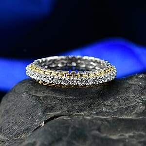 Luxuriant Lab Grown Diamond G-H SI 1.00 ctw Golden Glow Band Ring in 18K Vermeil YG and Rhodium Over Sterling Silver (Size 8.0)