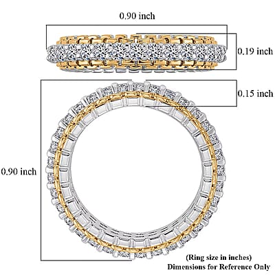 Luxuriant Lab Grown Diamond G-H SI 1.00 ctw Golden Glow Band Ring in 18K Vermeil YG and Rhodium Over Sterling Silver (Size 8.0)