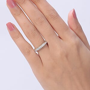 Luxuriant Lab Grown Diamond G-H SI 1.00 ctw Golden Glow Band Ring in 18K Vermeil YG and Rhodium Over Sterling Silver (Size 9.0)