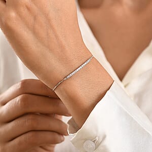 Luxuriant Lab Grown Diamond (G-H, SI) 0.45 ctw Bracelet in Rhodium Over Sterling Silver (10.50 In)