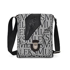 Passage Gray Letter Print Crossbody Bag with Shoulder Strap