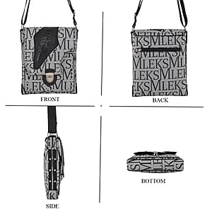Passage Gray Letter Print Crossbody Bag with Shoulder Strap