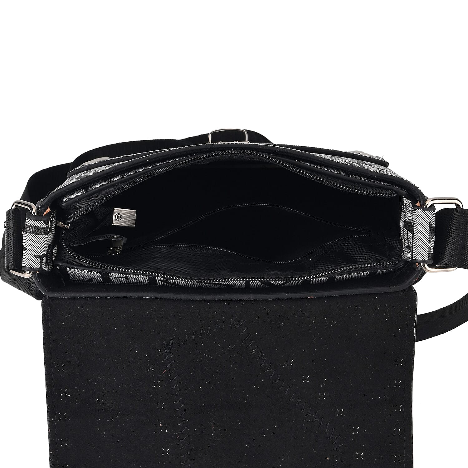 Passage Gray Letter Print Crossbody Bag with Shoulder Strap