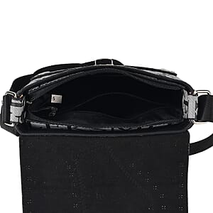 Passage Gray Letter Print Crossbody Bag with Shoulder Strap