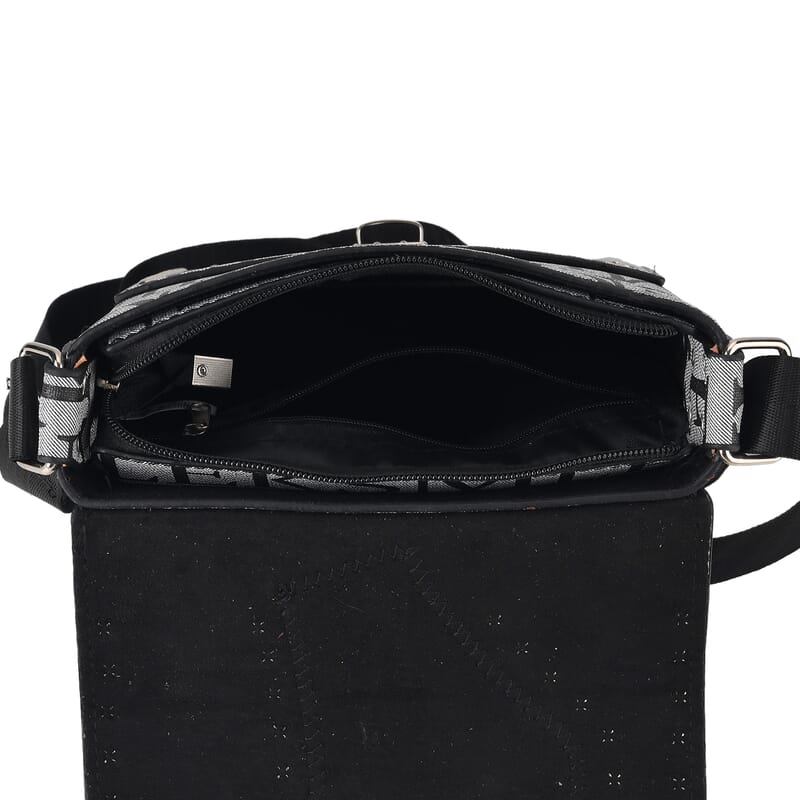 Passage Gray Letter Print Crossbody Bag with Shoulder Strap