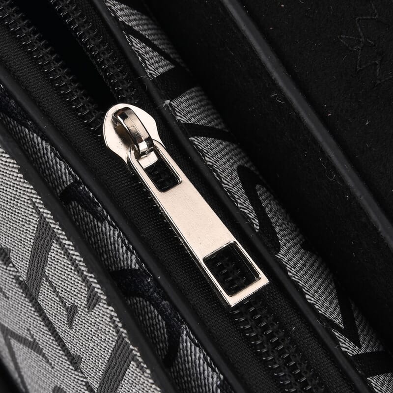Passage Gray Letter Print Crossbody Bag with Shoulder Strap