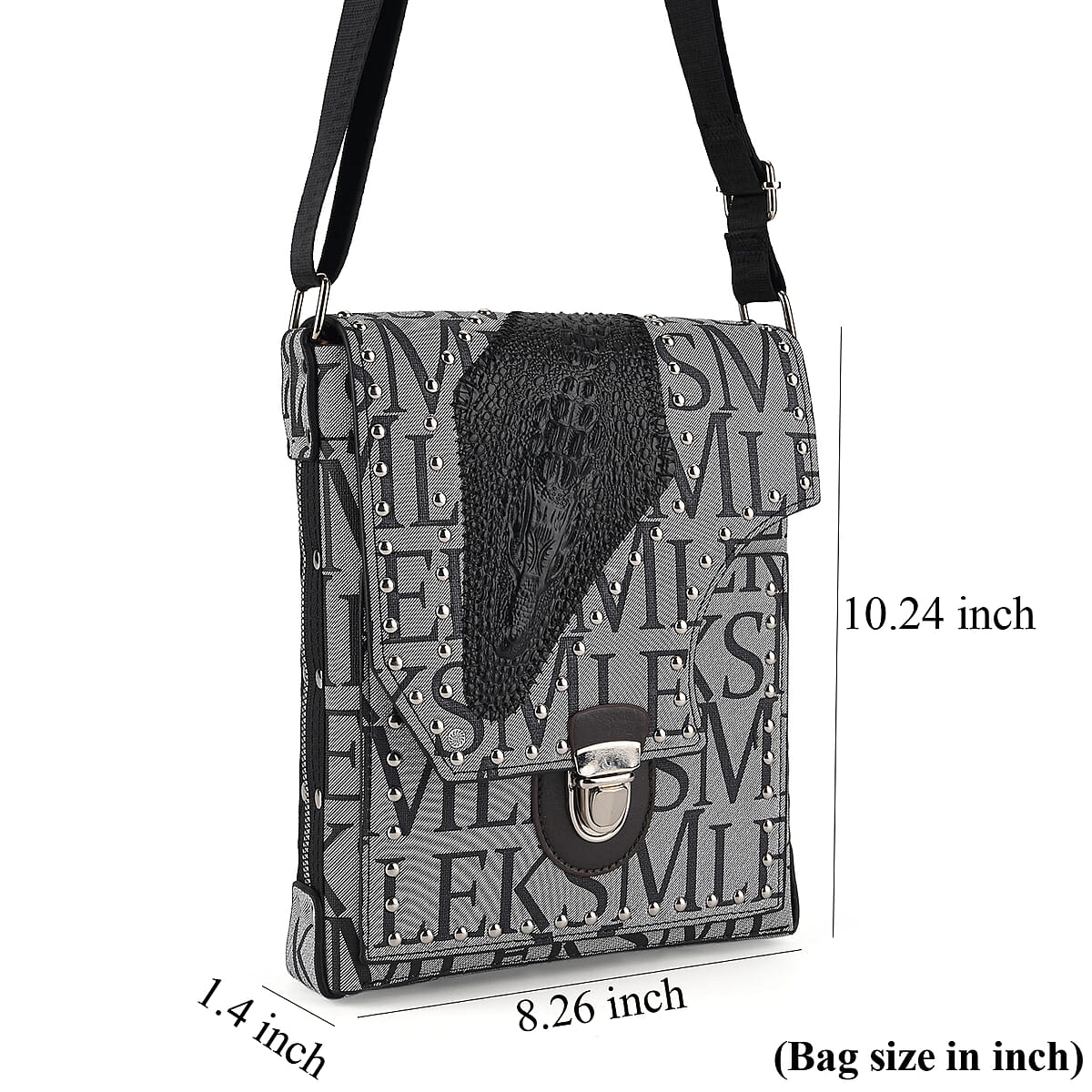 Passage Gray Letter Print Crossbody Bag with Shoulder Strap image number 5