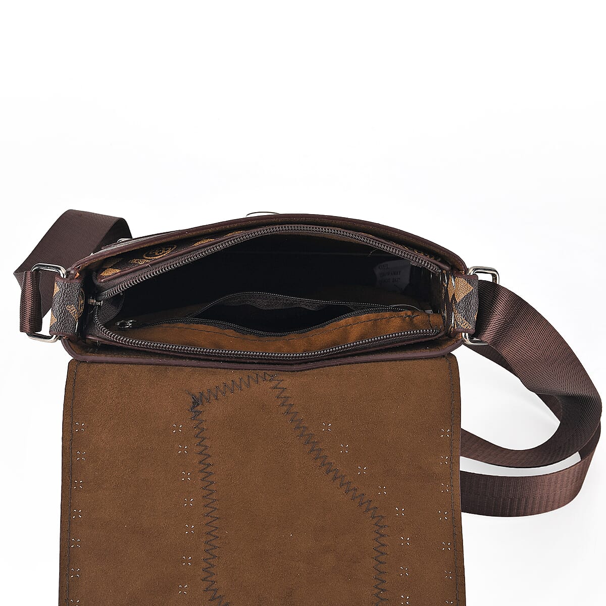 Passage Coffee Letter Print Crossbody Bag with Shoulder Strap image number 3