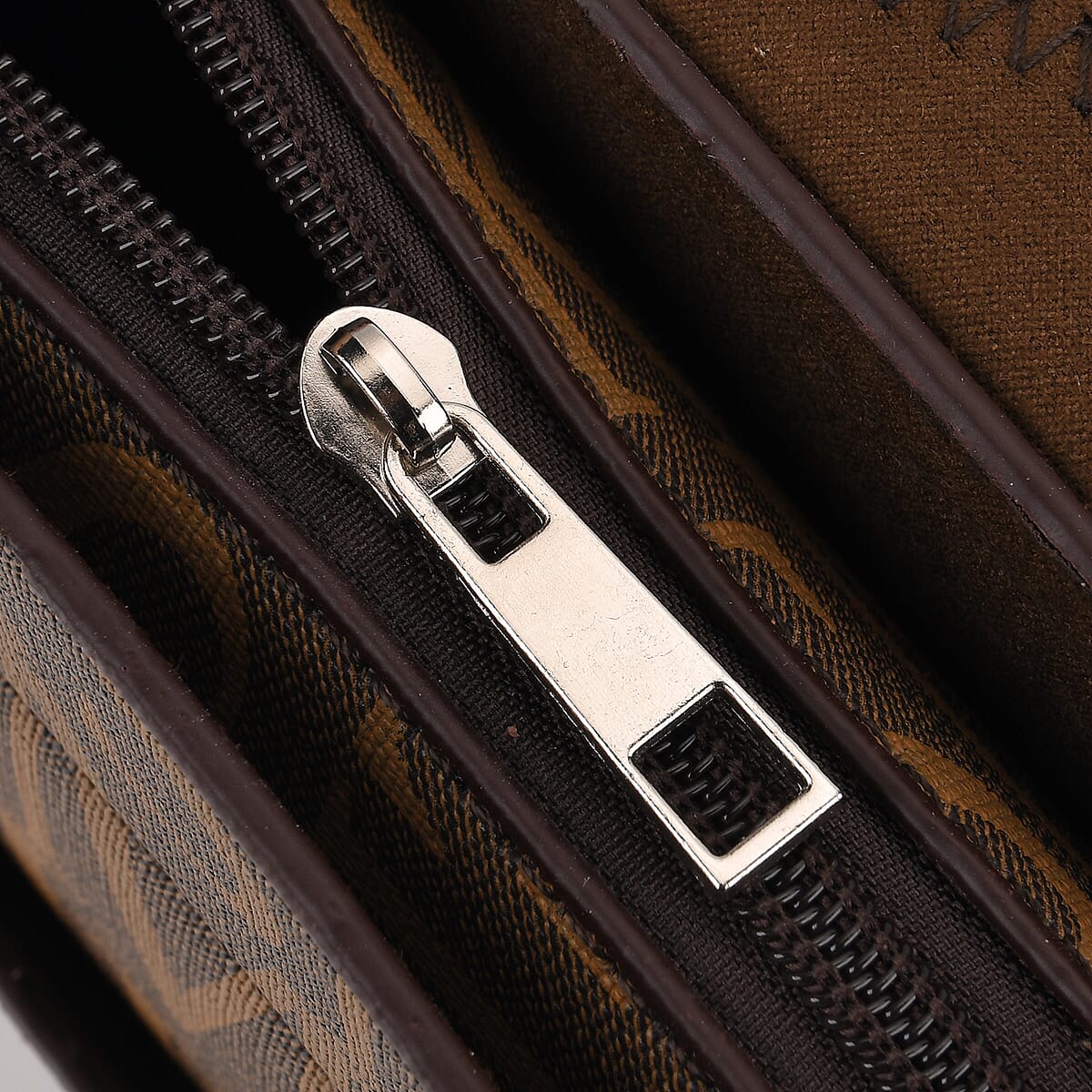 Passage Brown Letter Print Crossbody Bag with Shoulder Strap image number 4