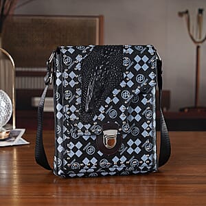 Passage Black Letter Print Crossbody Bag with Shoulder Strap