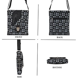 Passage Black Letter Print Crossbody Bag with Shoulder Strap