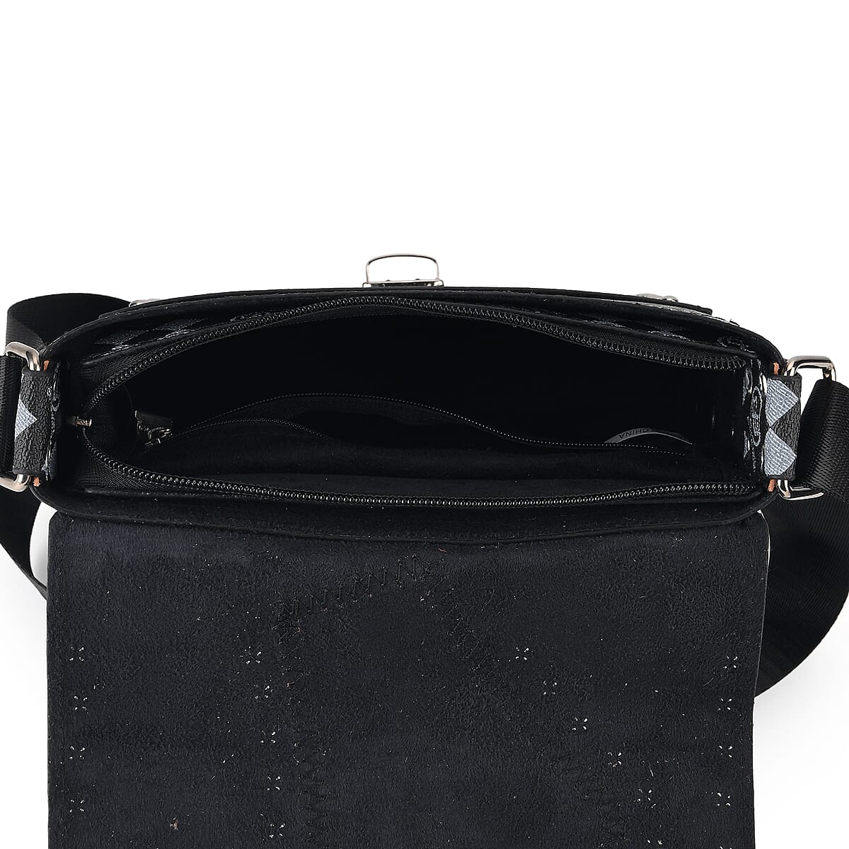 Passage Black Letter Print Crossbody Bag with Shoulder Strap image number 3