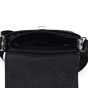 Passage Black Letter Print Crossbody Bag with Shoulder Strap
