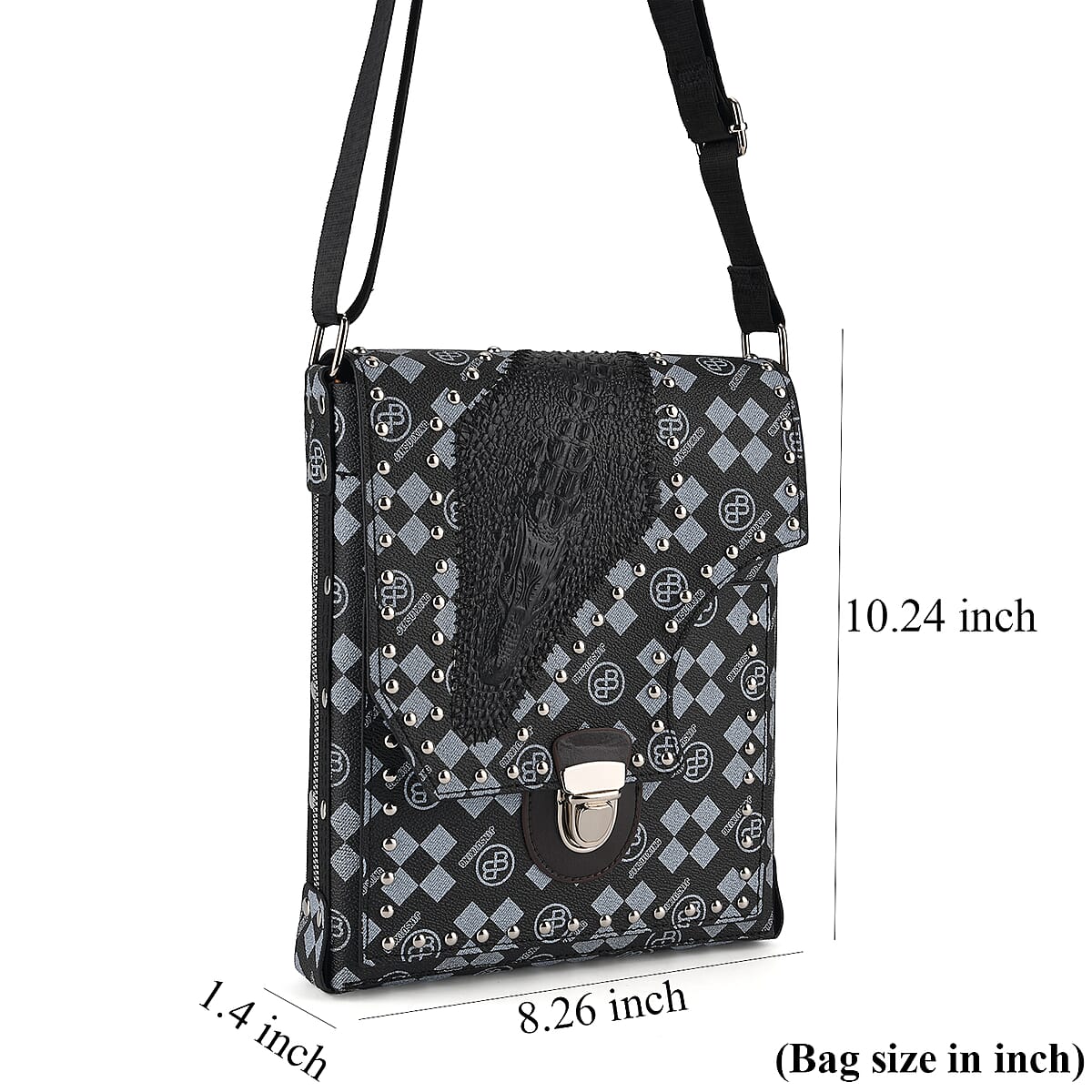 Passage Black Letter Print Crossbody Bag with Shoulder Strap image number 5