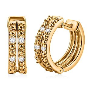 Luxuriant Lab Grown Diamond (G-H, SI) Earrings in 18K Vermeil YG Over Sterling Silver