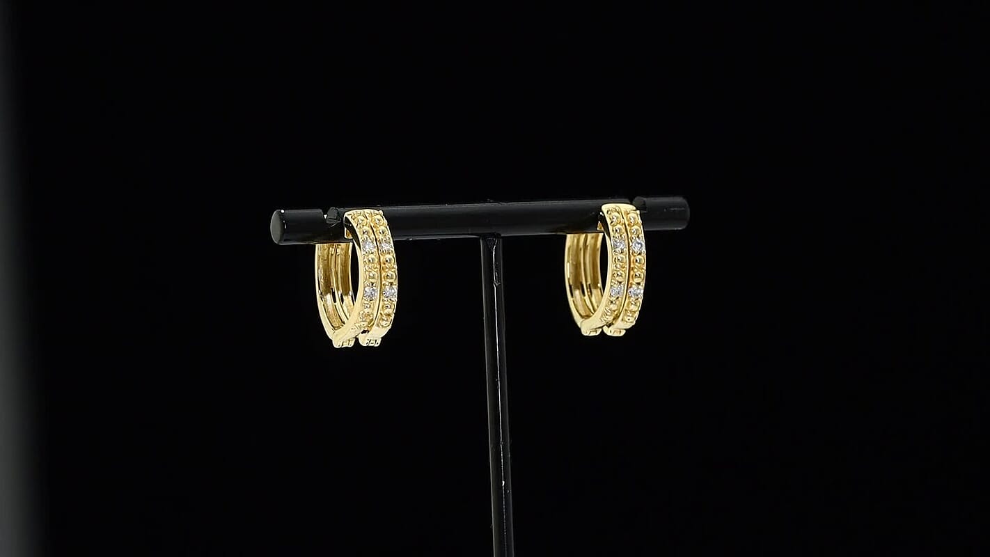Luxuriant Lab Grown Diamond (G-H, SI) Earrings in 18K Vermeil YG Over Sterling Silver