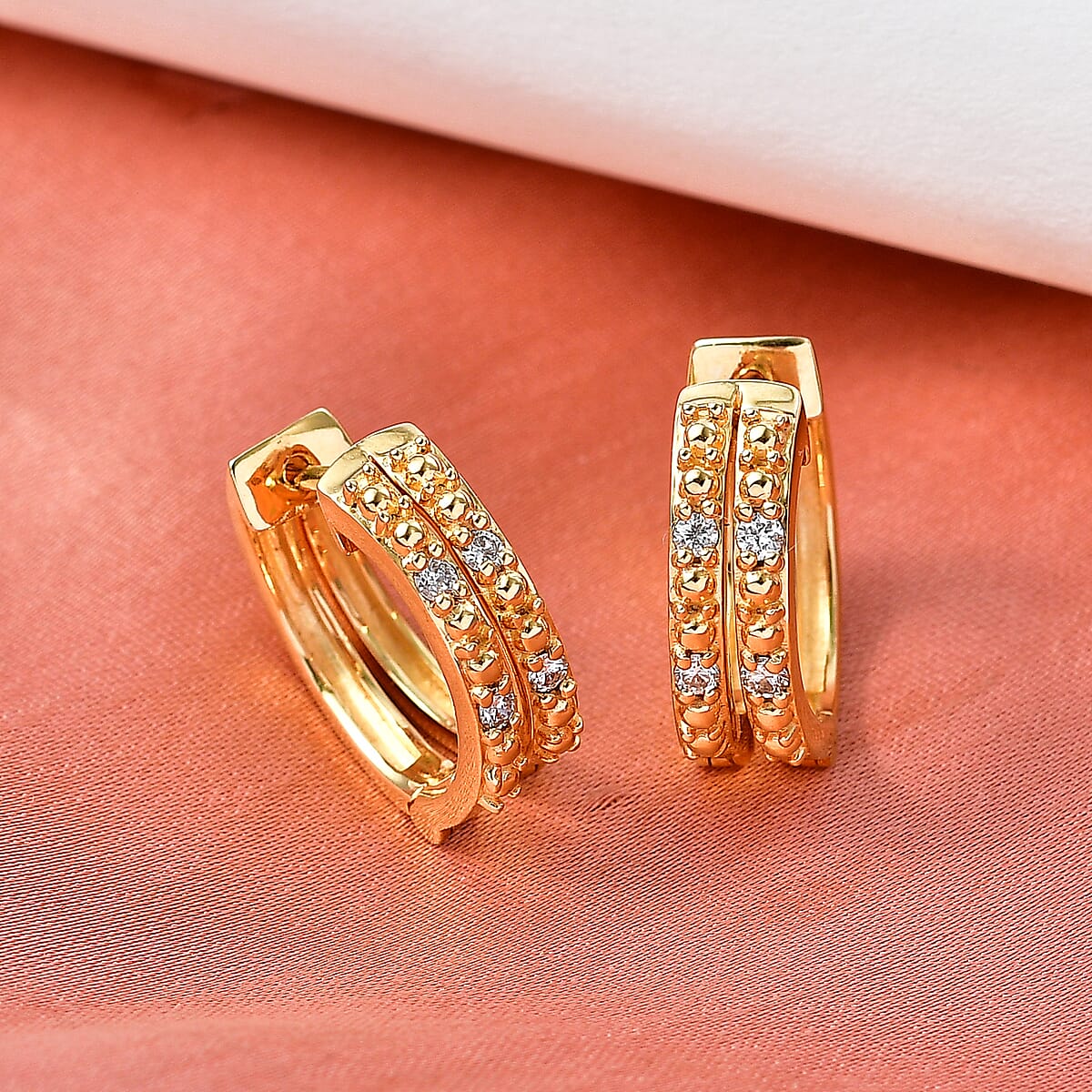 Luxuriant Lab Grown Diamond (G-H, SI) Earrings in 18K Vermeil YG Over Sterling Silver image number 1