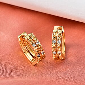 Luxuriant Lab Grown Diamond (G-H, SI) Earrings in 18K Vermeil YG Over Sterling Silver