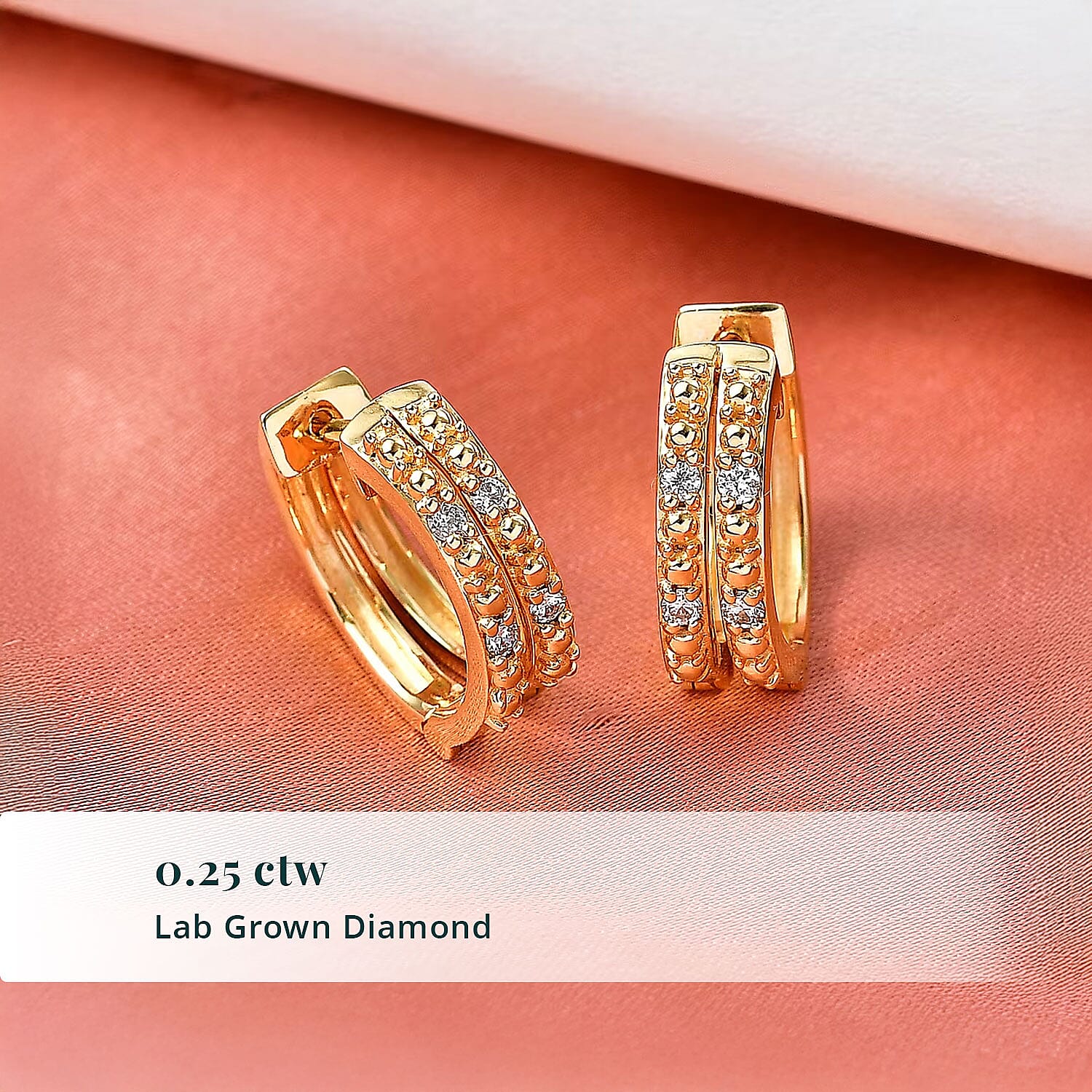 Luxuriant Lab Grown Diamond G-H SI 0.25 ctw Earrings in 18K Vermeil Yellow Gold Over Sterling Silver