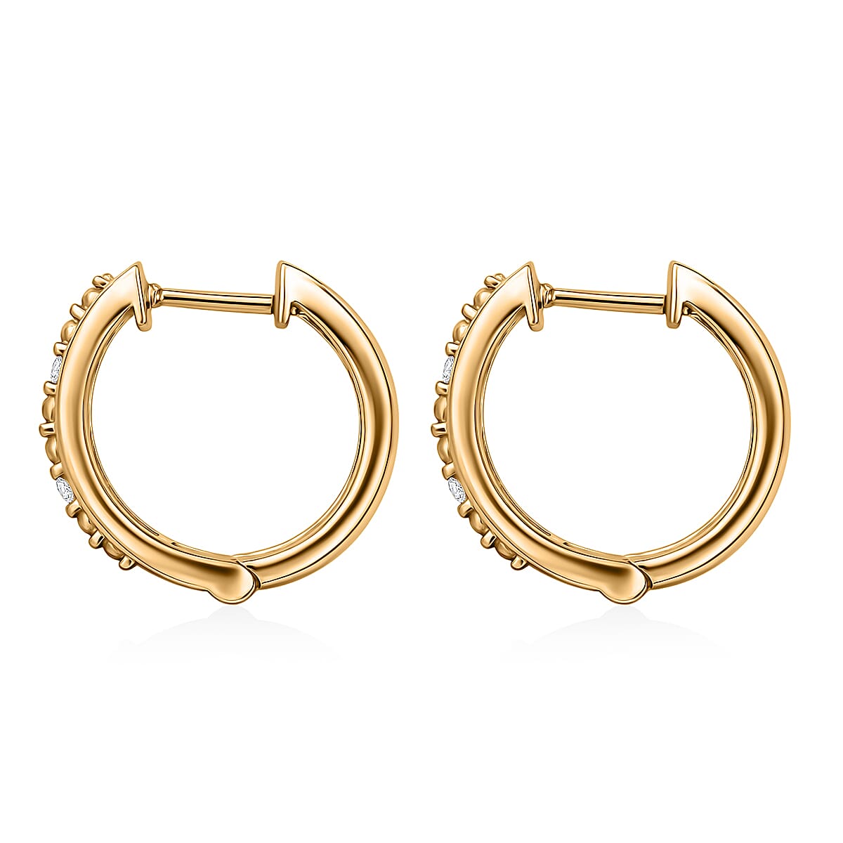 Luxuriant Lab Grown Diamond (G-H, SI) Earrings in 18K Vermeil YG Over Sterling Silver image number 3