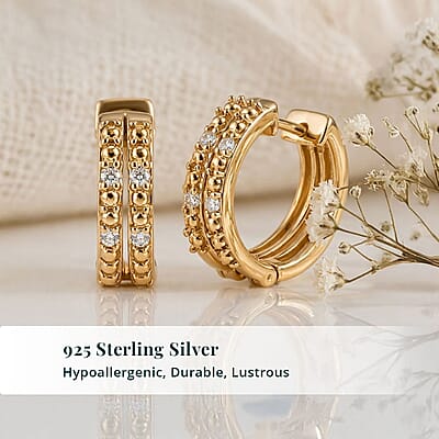 Luxuriant Lab Grown Diamond G-H SI 0.25 ctw Earrings in 18K Vermeil Yellow Gold Over Sterling Silver