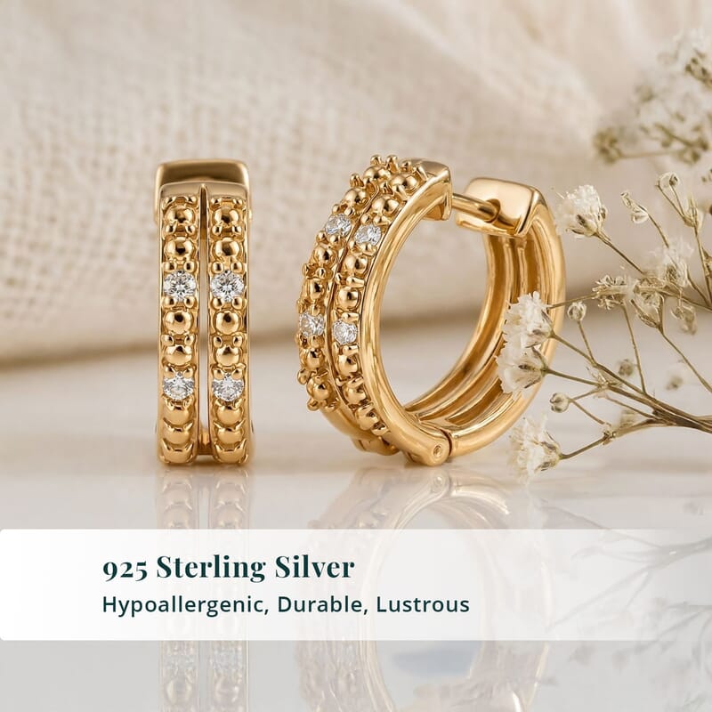 Luxuriant Lab Grown Diamond G-H SI 0.25 ctw Earrings in 18K Vermeil Yellow Gold Over Sterling Silver