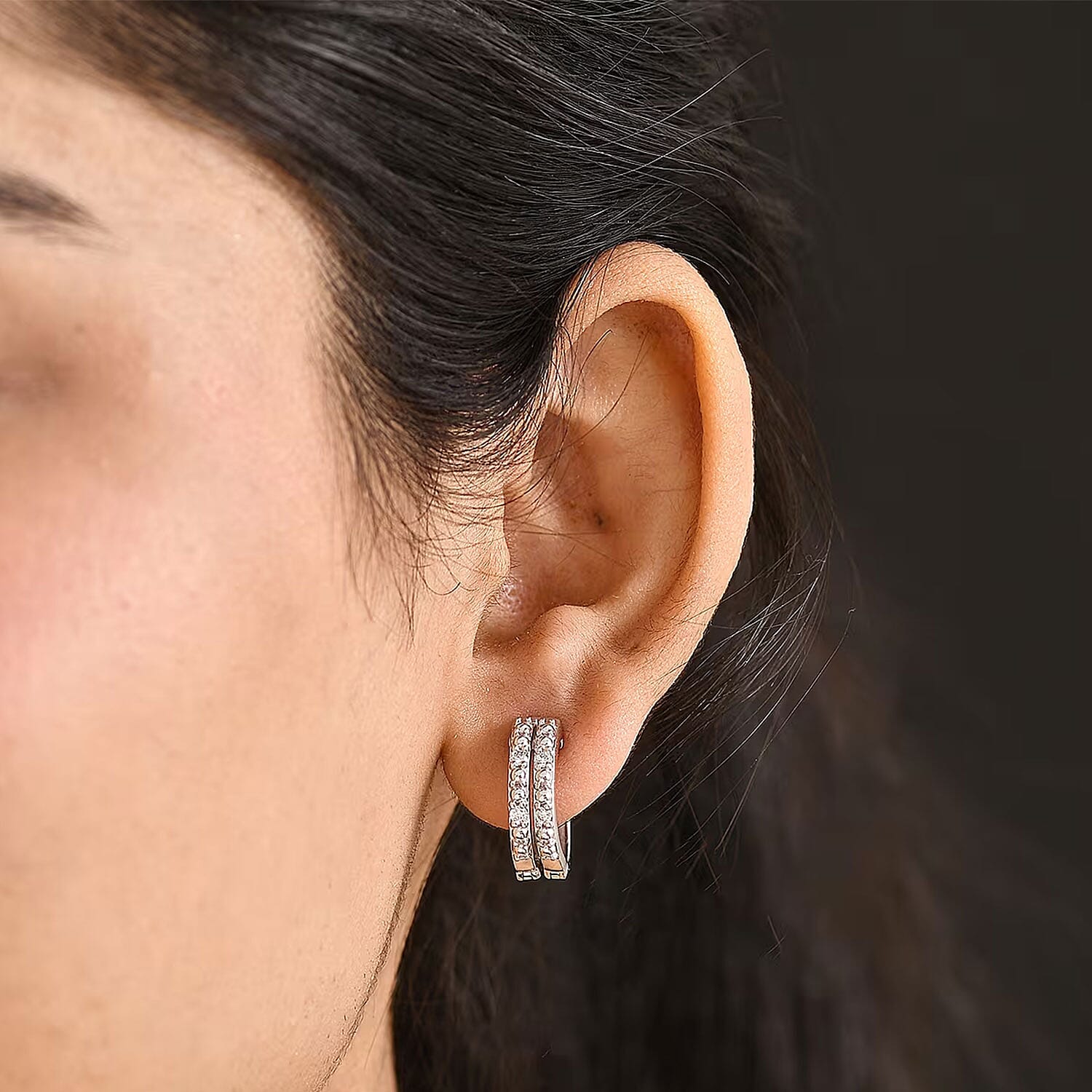 Luxuriant Lab Grown Diamond G-H SI 0.25 ctw Earrings in Rhodium Over Sterling Silver (Del. In 10-12 Days)