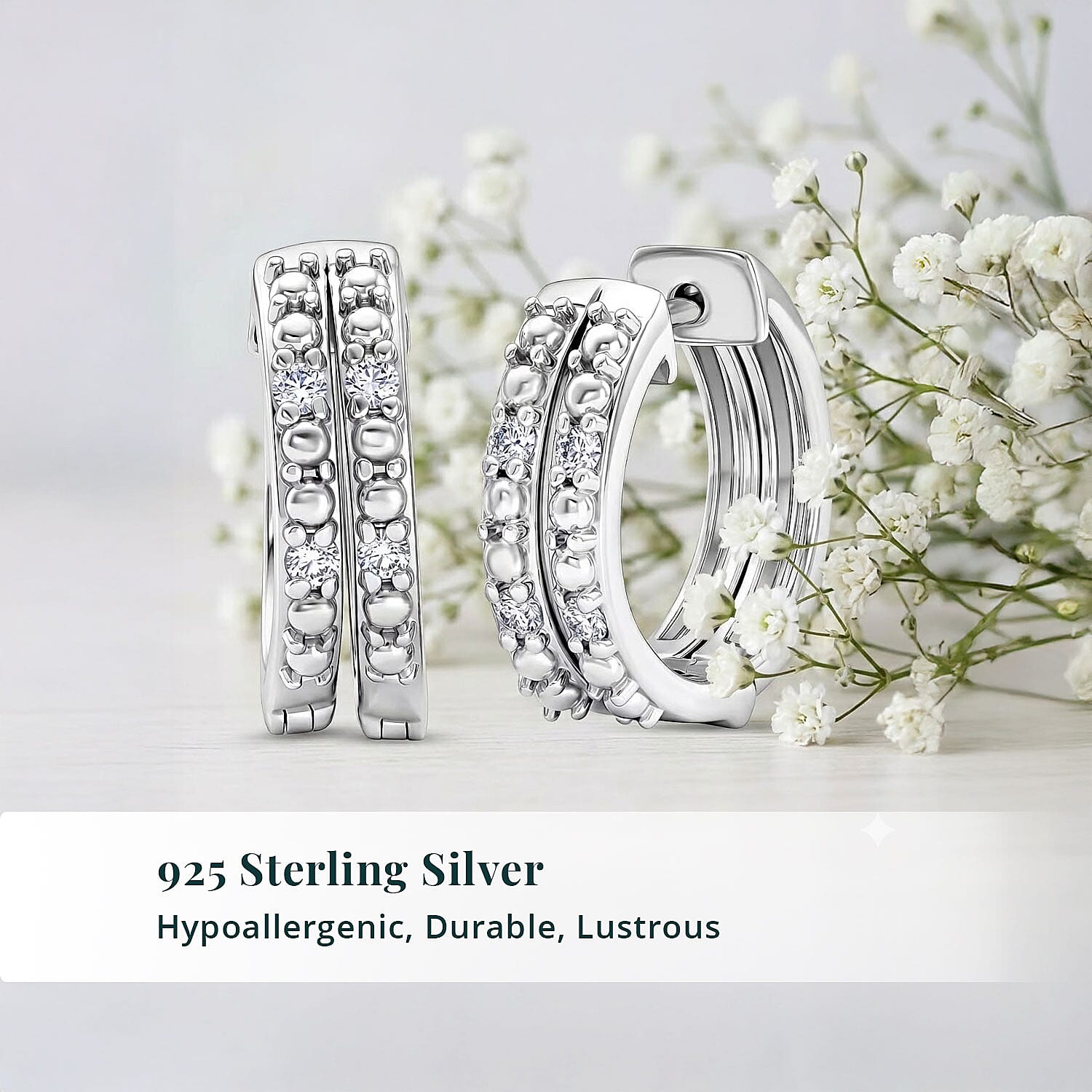Luxuriant Lab Grown Diamond G-H SI 0.25 ctw Earrings in Rhodium Over Sterling Silver (Del. In 10-12 Days)