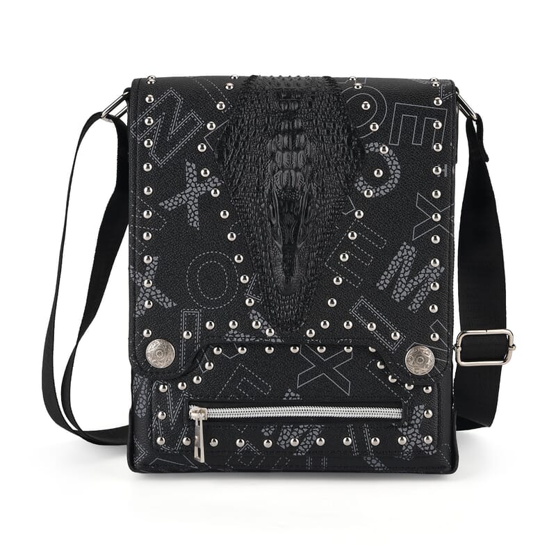 Passage Black Checkered Print Faux Leather Crossbody Bag with Shoulder Strap